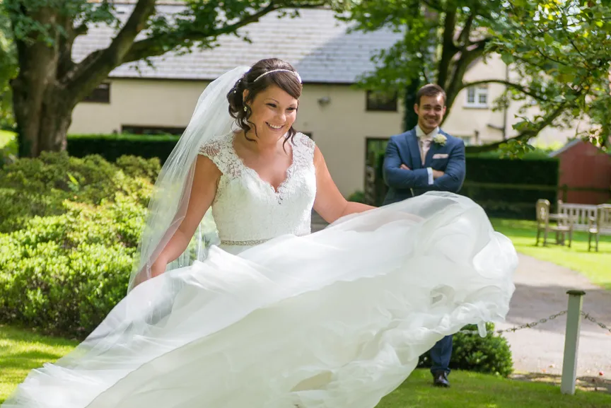 Glen Yr Afon wedding bride swinging dress