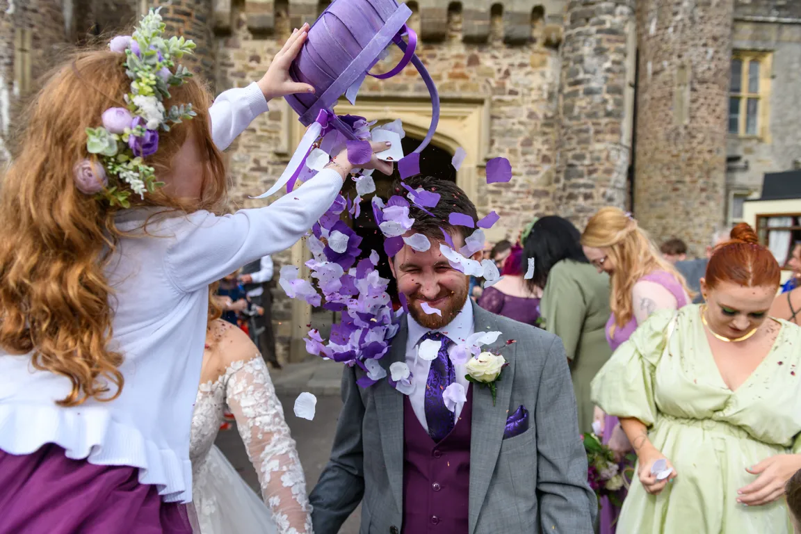 Hensol Castle wedding photographer confetti