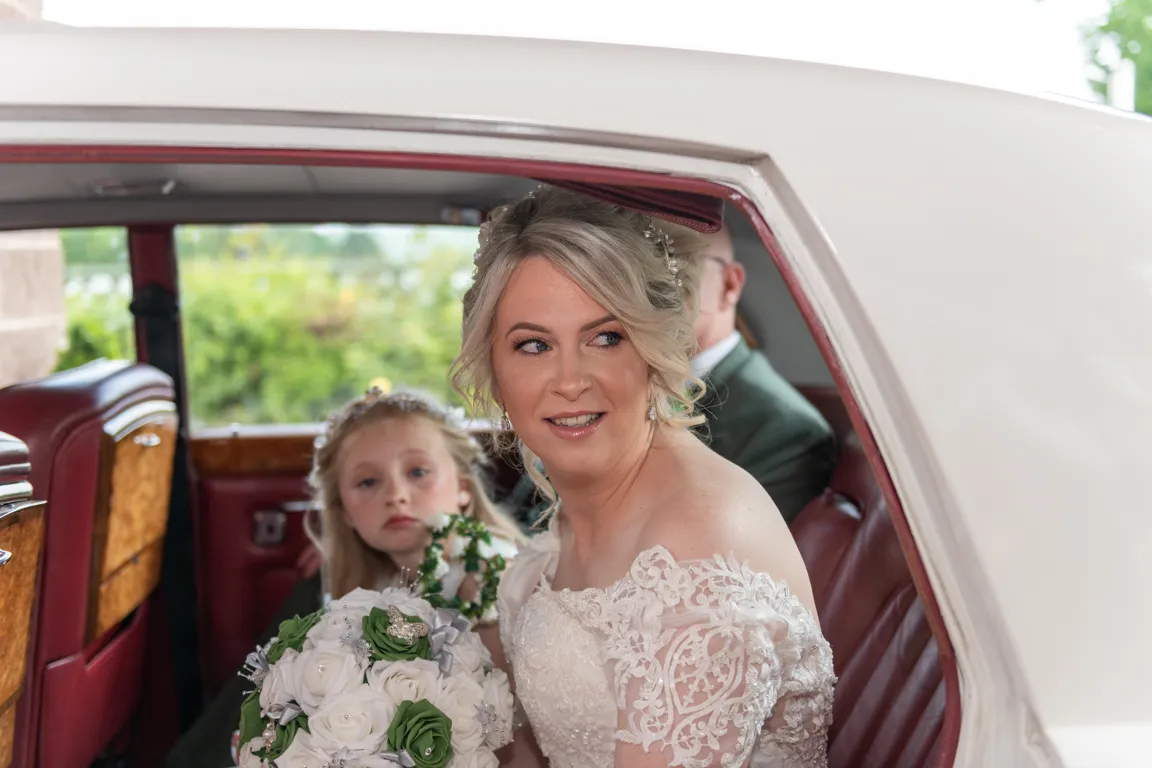 Bride arriving at Greenmeadow Golf Club, Cwmbran