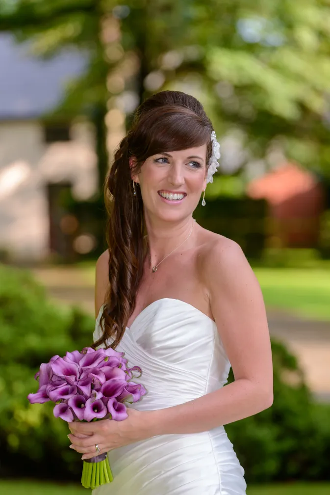 Glen Yr Afon wedding bride in garden