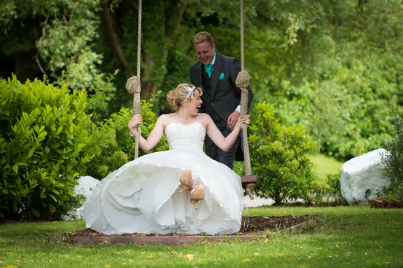 Bride in car Greenmeadow Golf Club, Cwmbran