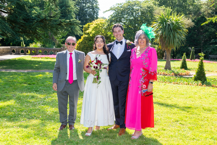Glen Yr Afon wedding bride, mother and sister n lawn