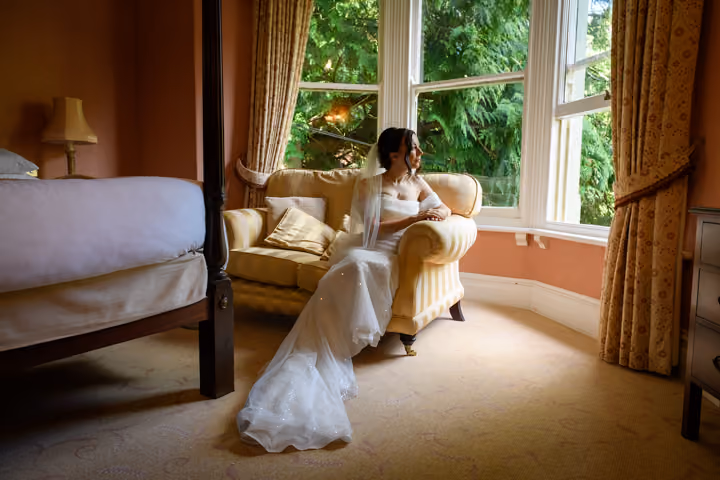 Glen Yr Afon wedding bride laughing