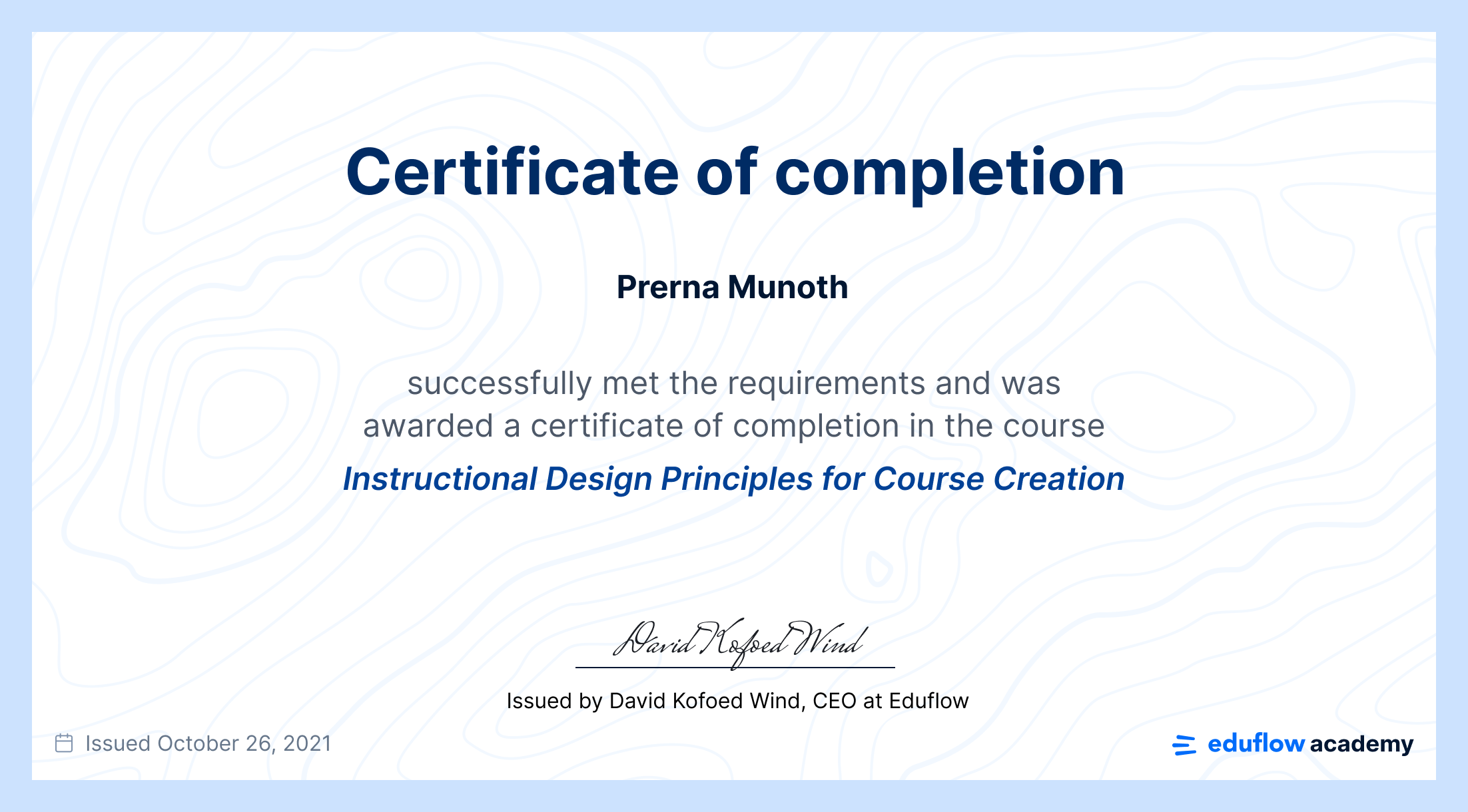 Certificate of completion
