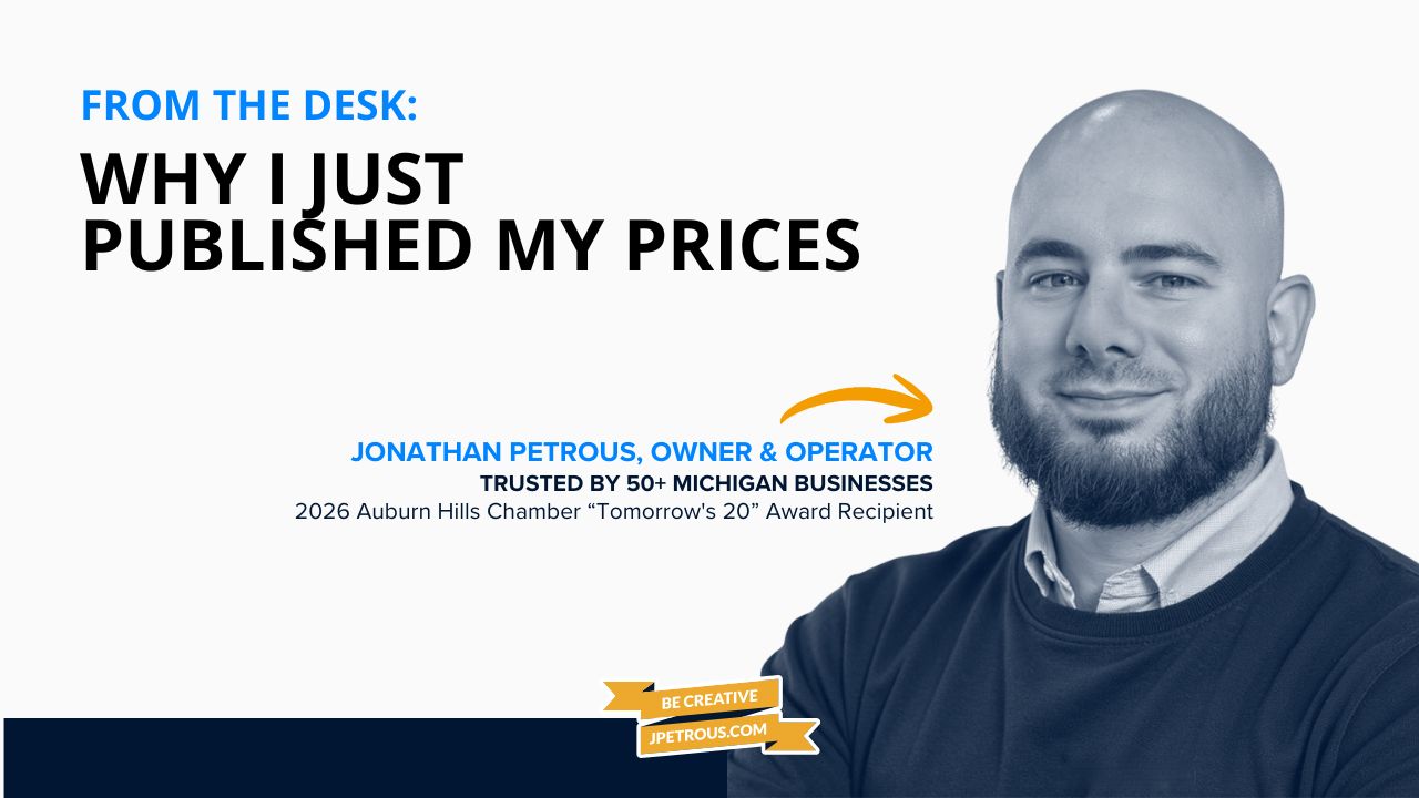A note from the owner of Jpetrous Creative Services on publishing pricing openly