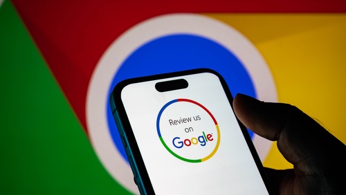 Business owner asking a customer for a Google review after a completed job