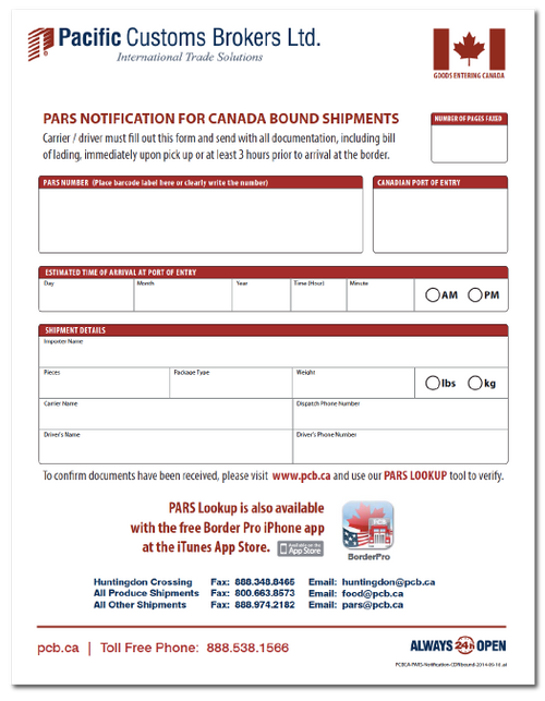 PARS Notification