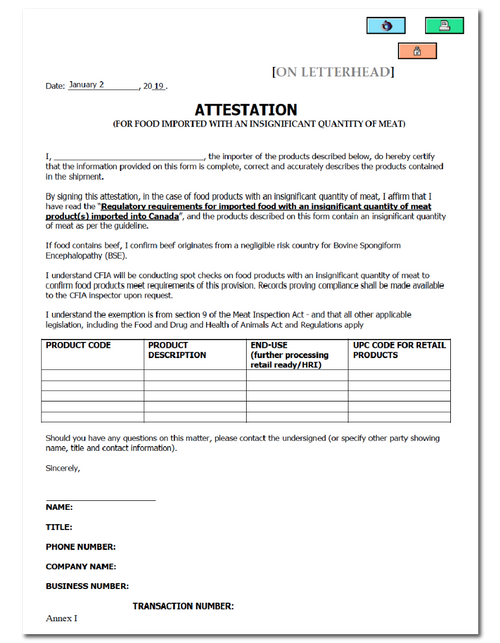 CFIA Attestation Letter and Guidelines