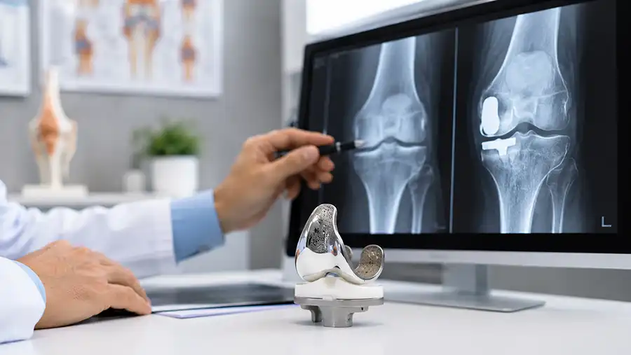 partial knee replacement hardware and xray