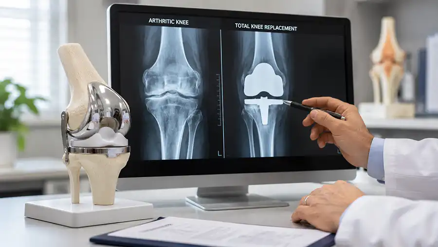 total knee replacement hardware with xray