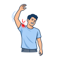 Adult noticing sudden shoulder pain after an overhead movement