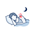 Adult lying in bed with nighttime shoulder discomfort