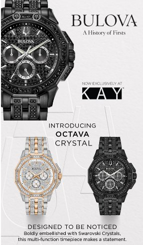 Bulova watches in black with black crystals and a silver/gold with clear crystals 
