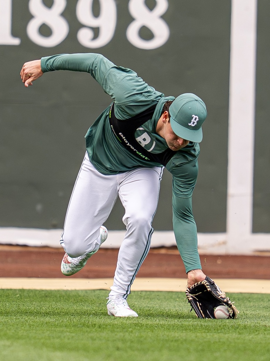 Boston Red Sox player wearing a PlayerData GPS vest