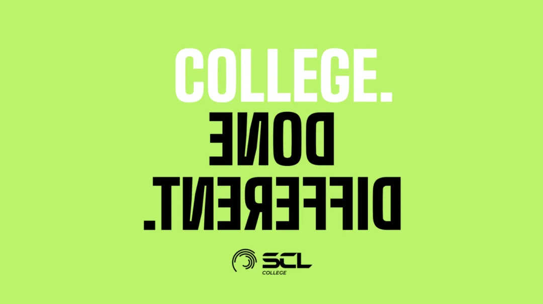 SCL College logo with the line College. Done different.