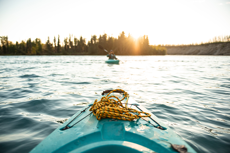 kayaks on lake