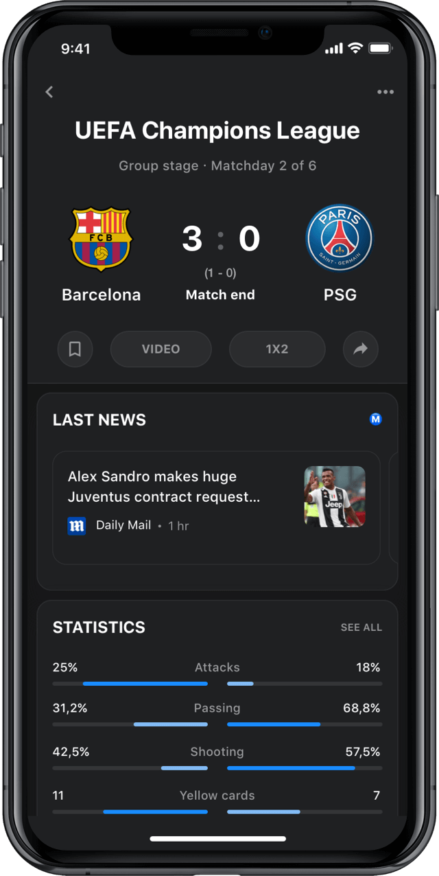 Iphone screen, rewind app, UEFA Champions League