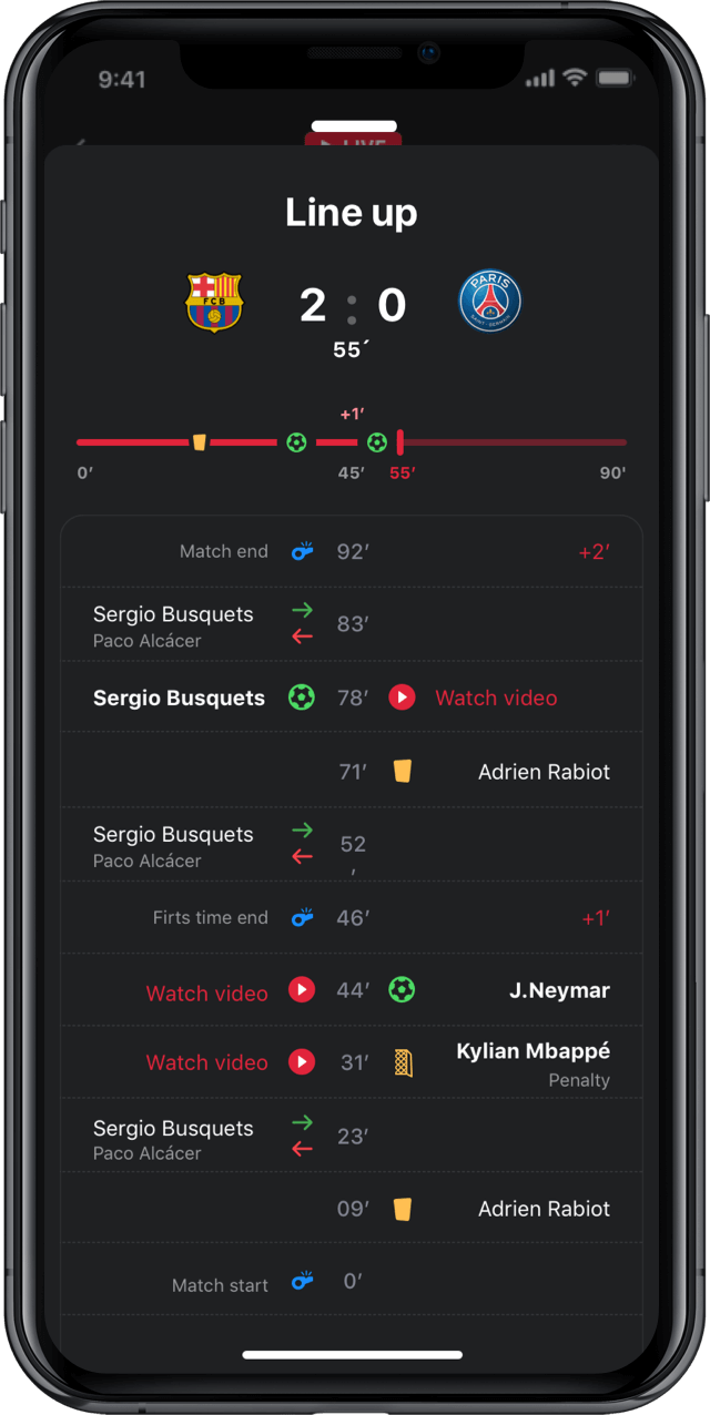 Iphone screen, rewind app, line up