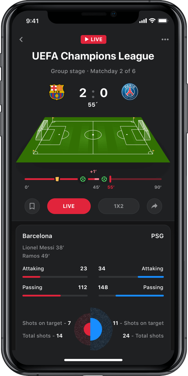 Iphone screen, rewind app, UEFA Champions League