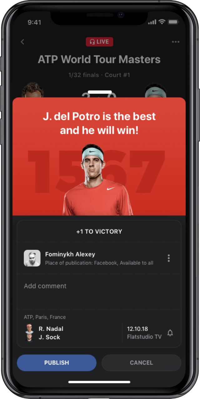 Iphone screen, rewind app, tennis, line up
