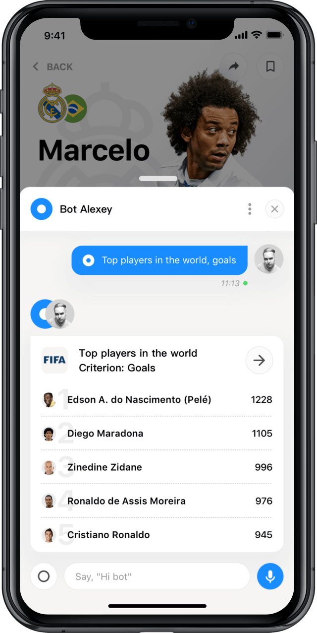 Iphone screen, rewind app, player profile, chat