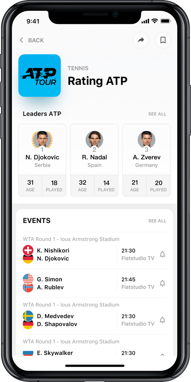 Iphone screen, rewind app, league profile, tennis rating