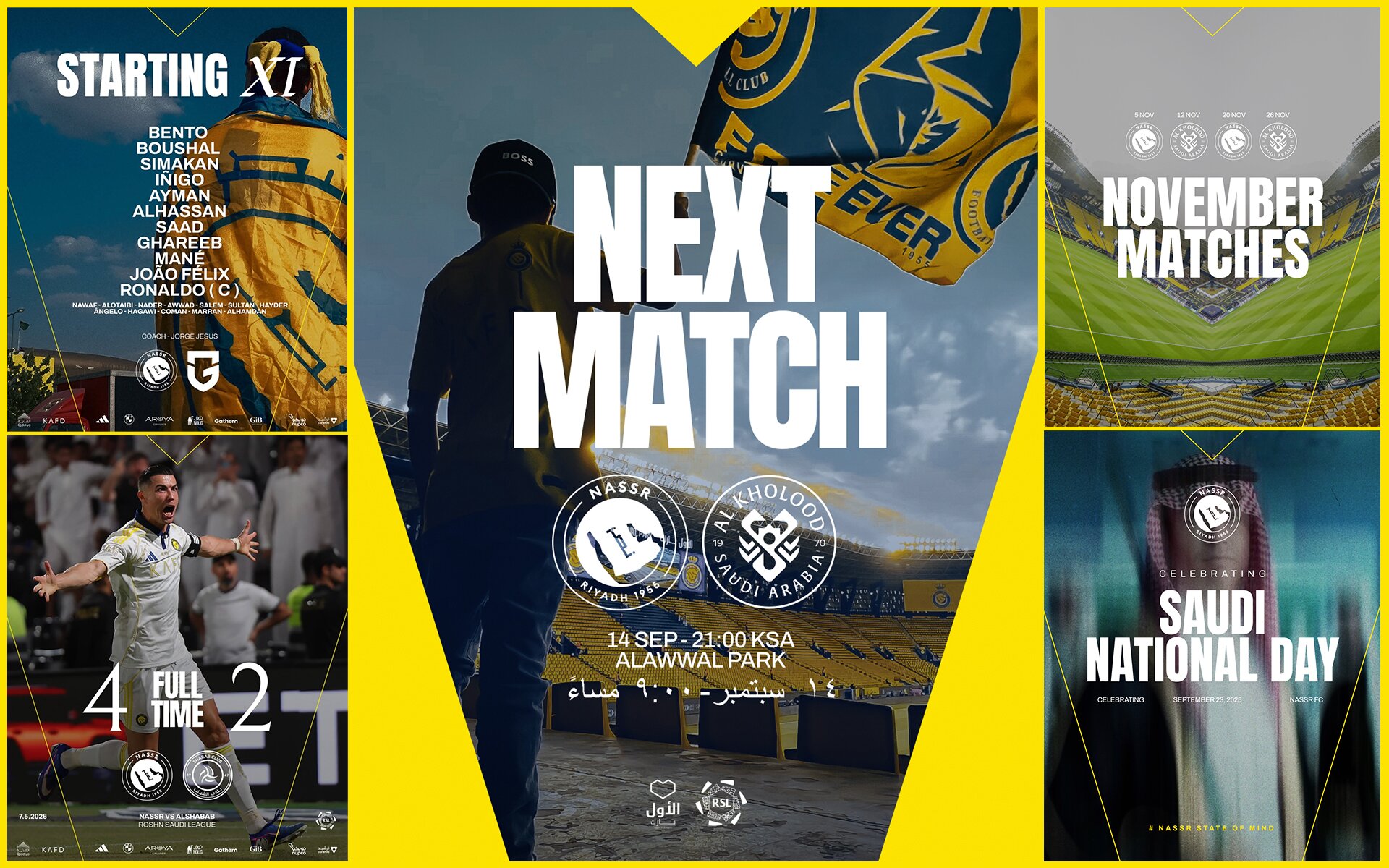 Al Nassr — matchday social media templates