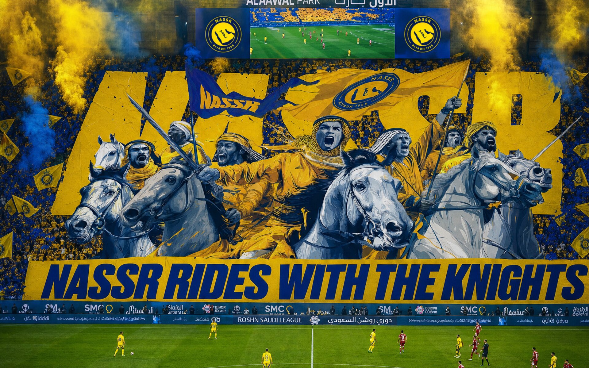 Al Nassr — Nassr Rides With The Knights stadium tifo