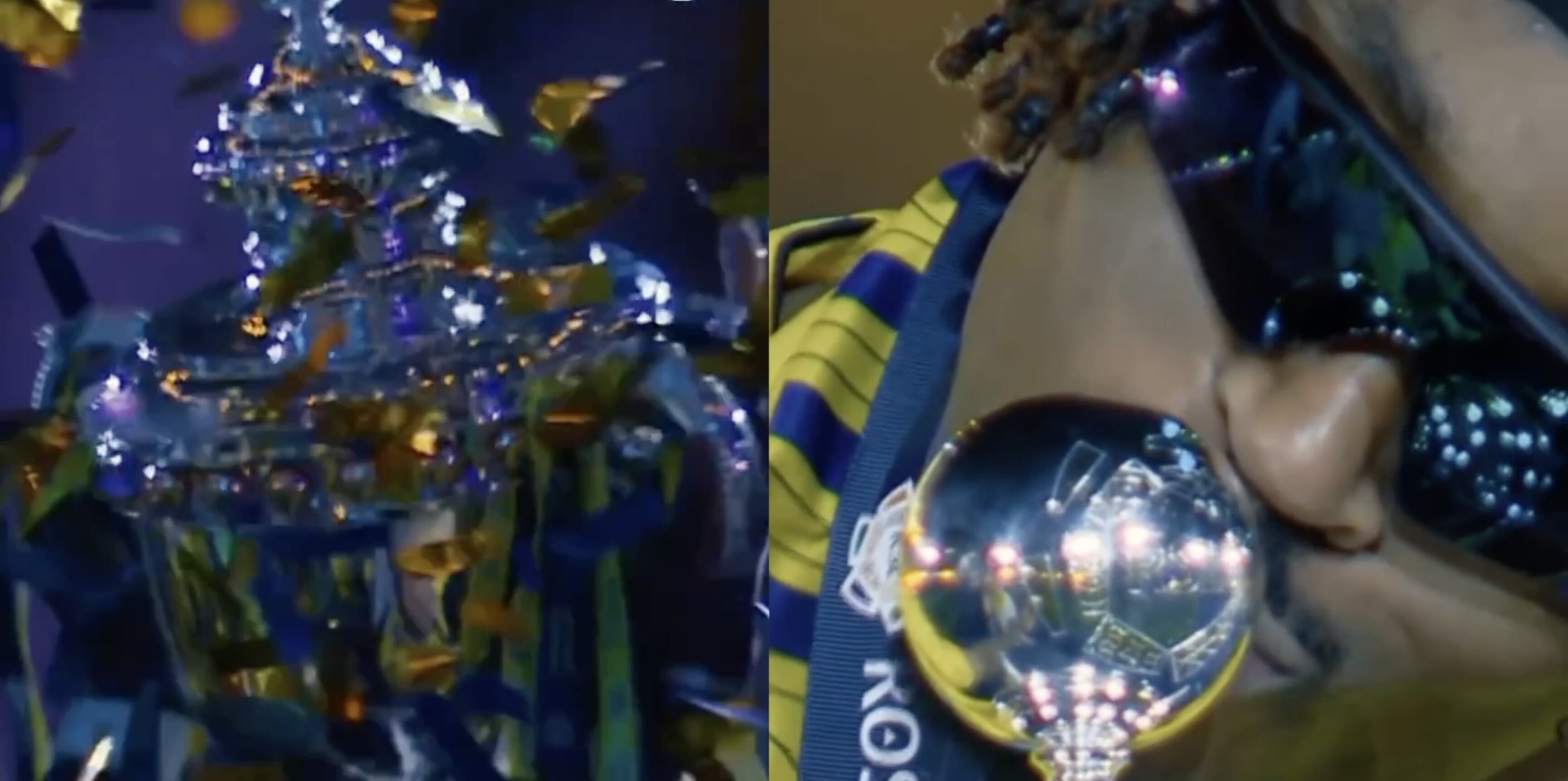 Al Nassr — champions lifting the trophy amid confetti
