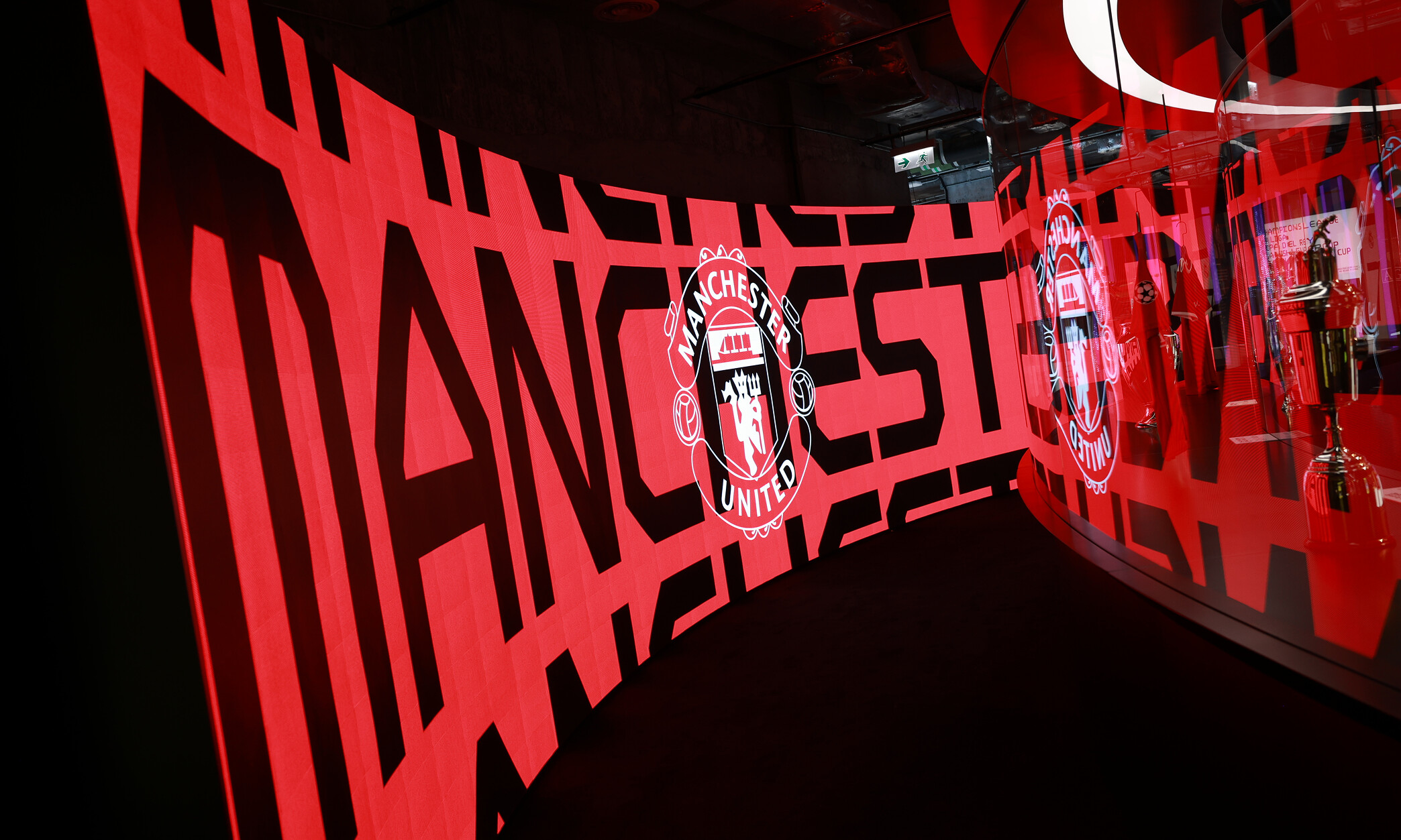 CR7 Life Museum — red MANCHESTER lettering wall in the Manchester United gallery
