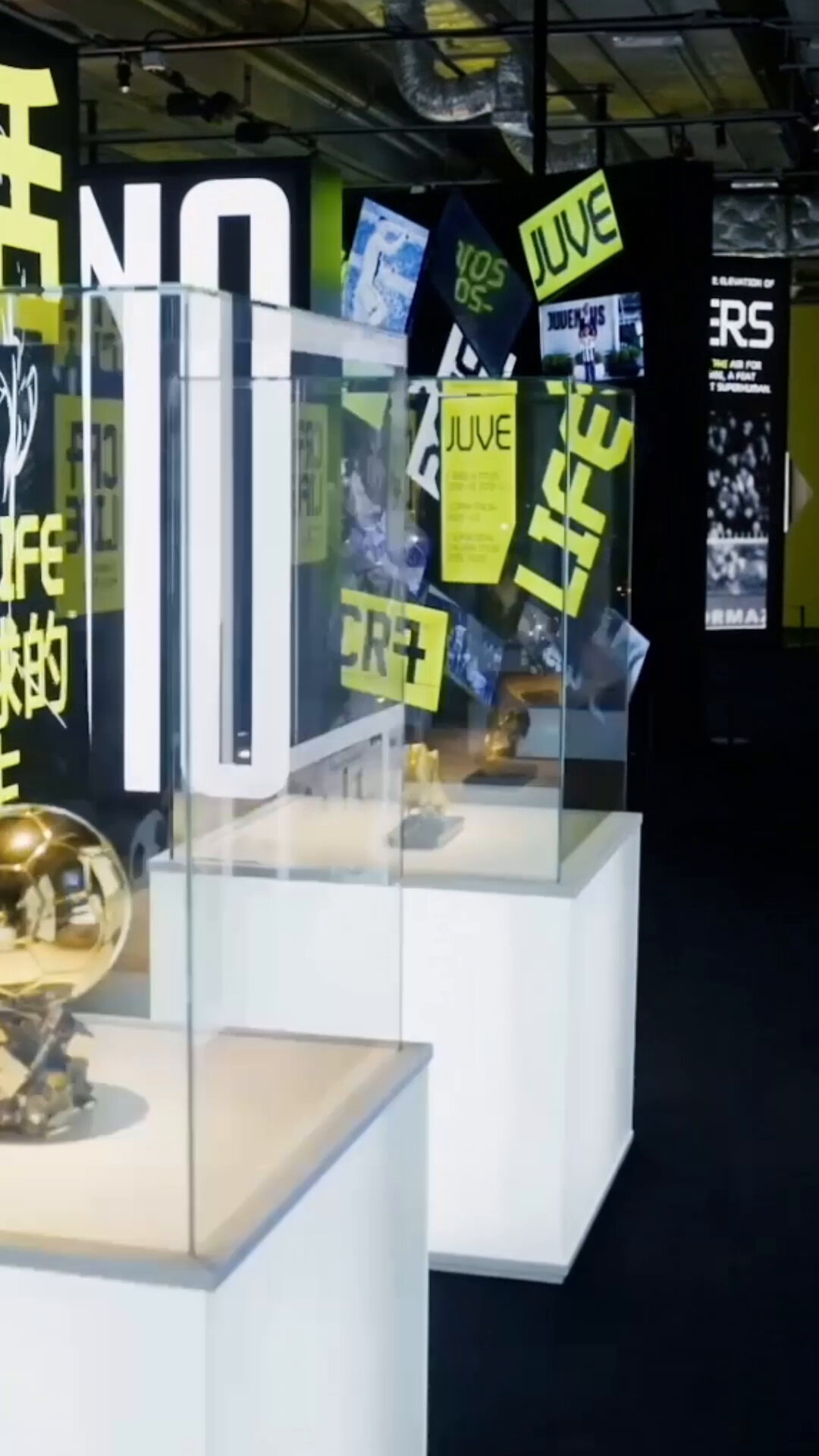CR7 Life Museum — Ballon d'Or trophies displayed in the exhibition gallery
