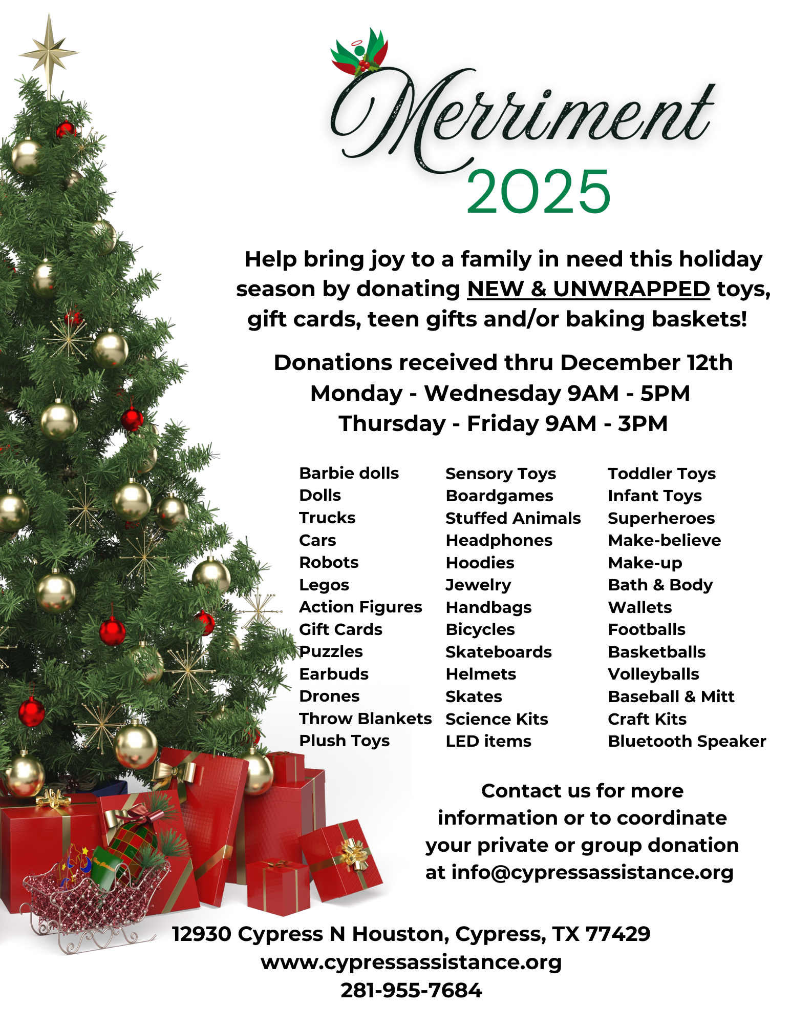 Merriment at the Ministry Toy Drive flyer