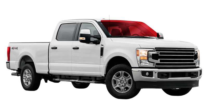 Ford F-150 with its windshield highlighted