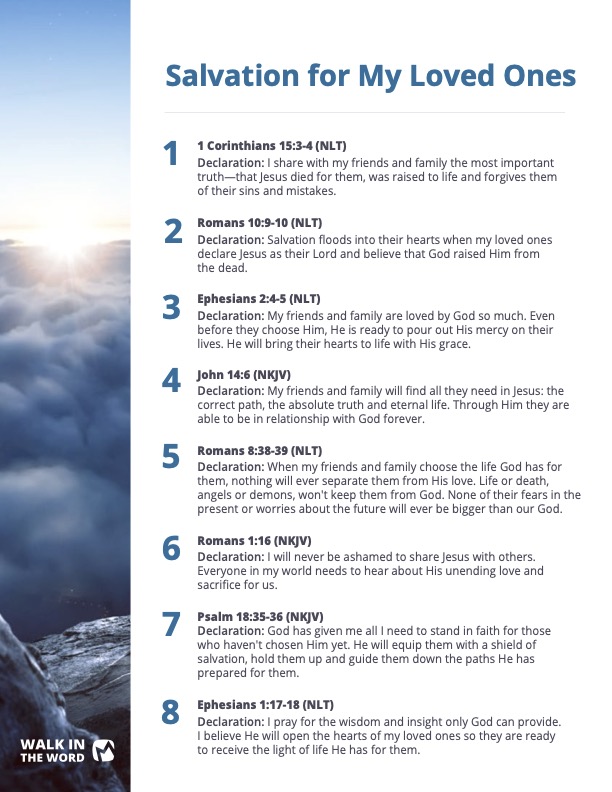 Walk in the Word Printout — Salvation for My Loved Ones