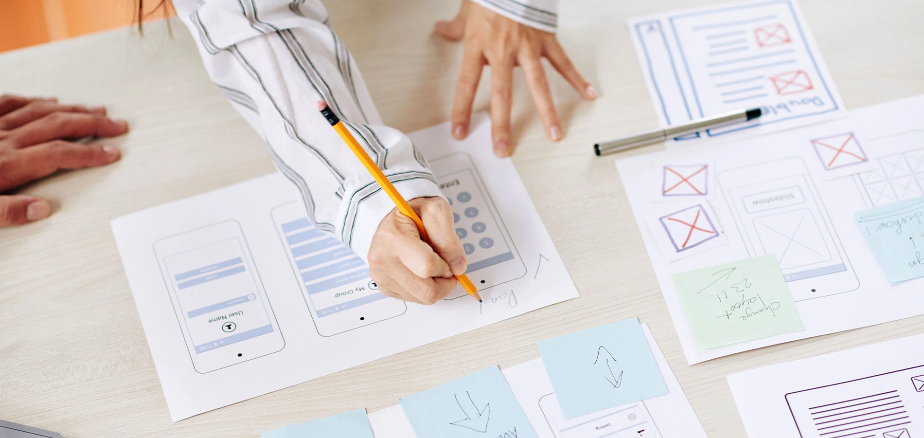 Woman creating wire-frames