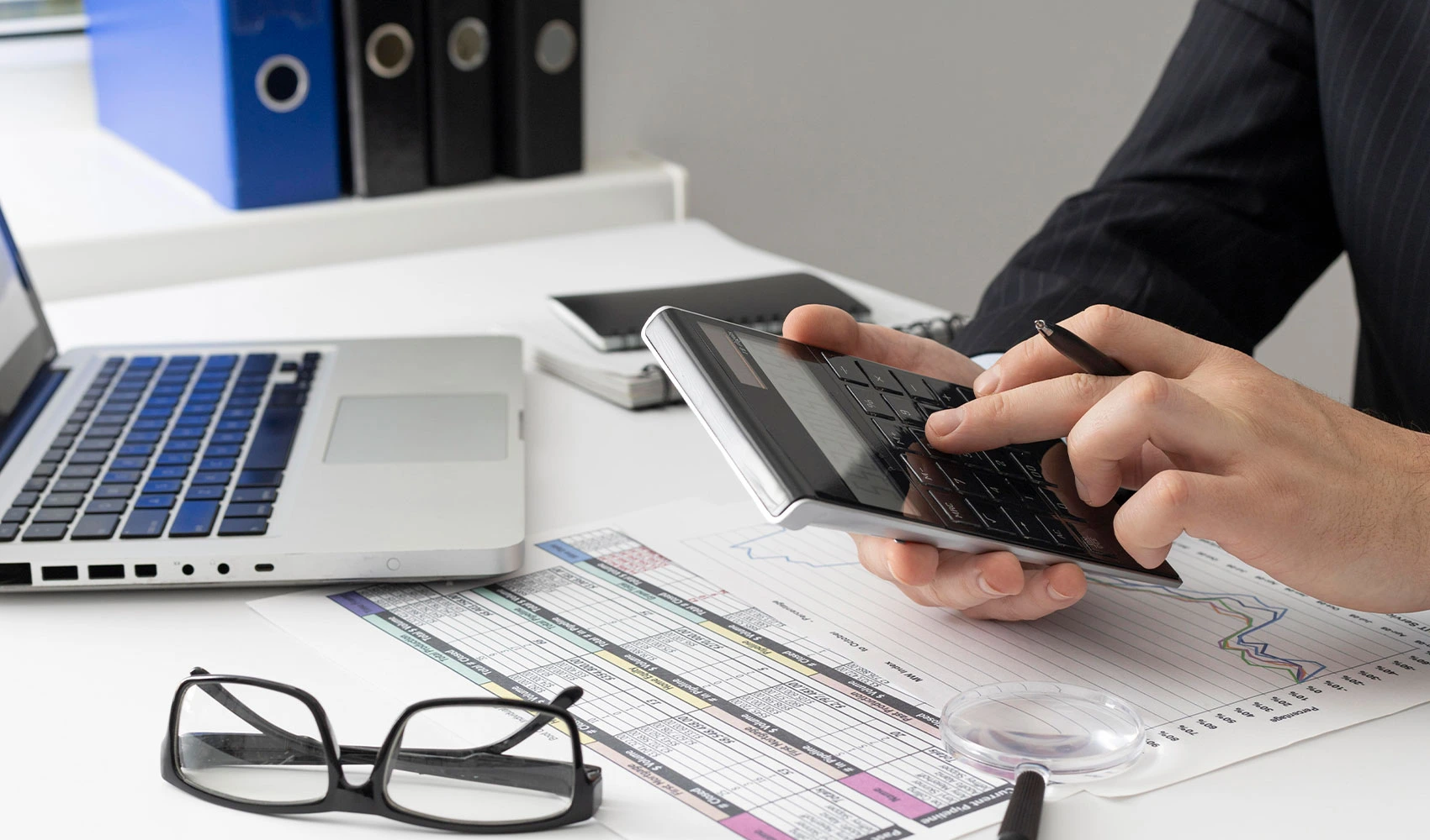 Business man calculating