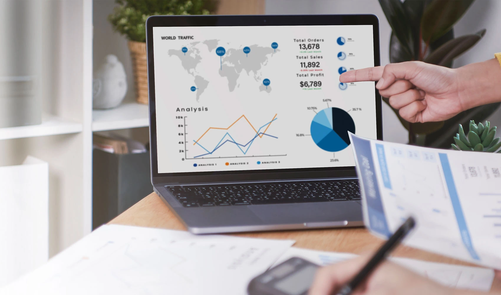 Analyzing chart and stats in the laptop