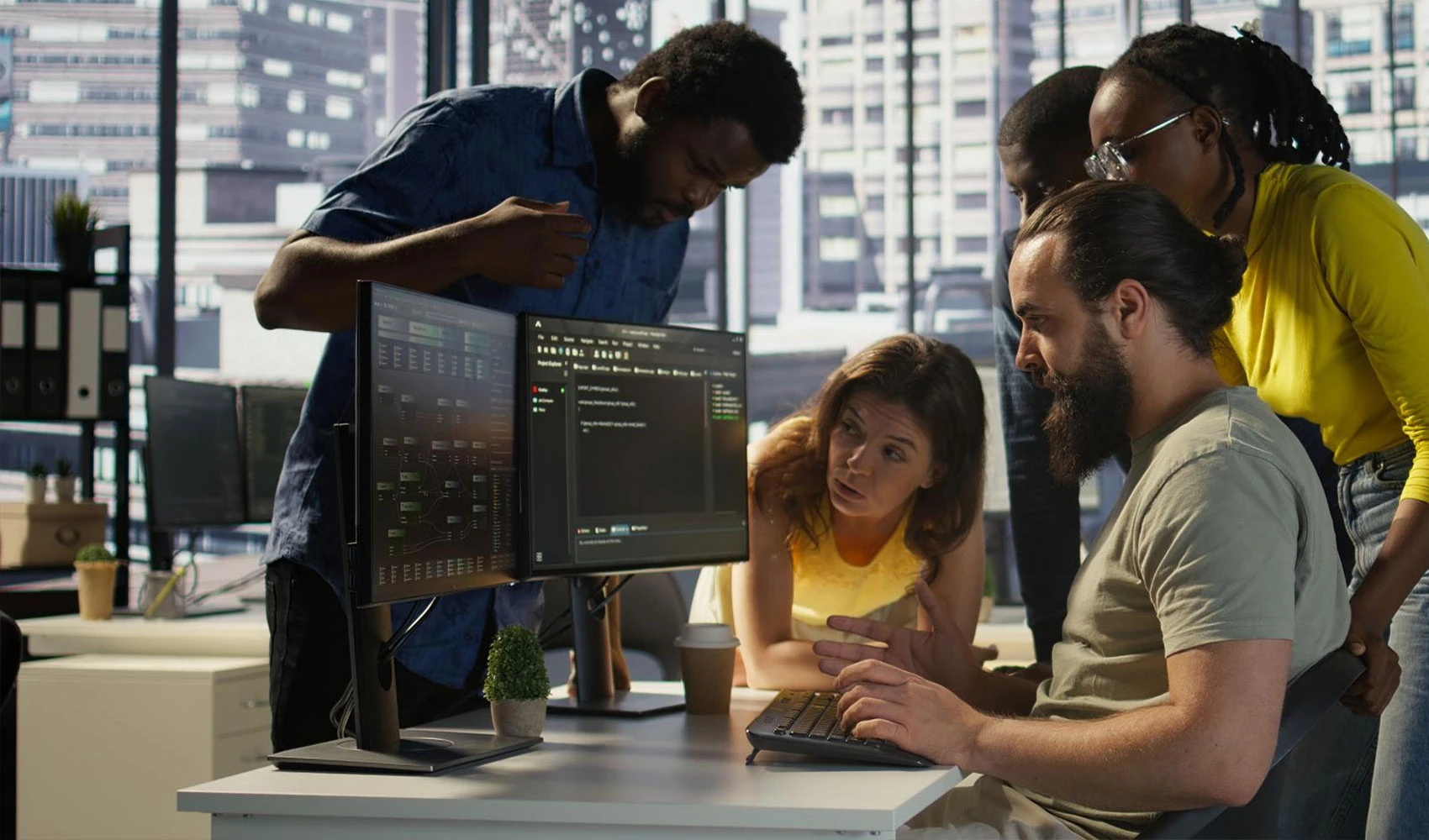 Team of developers doing brainstorming