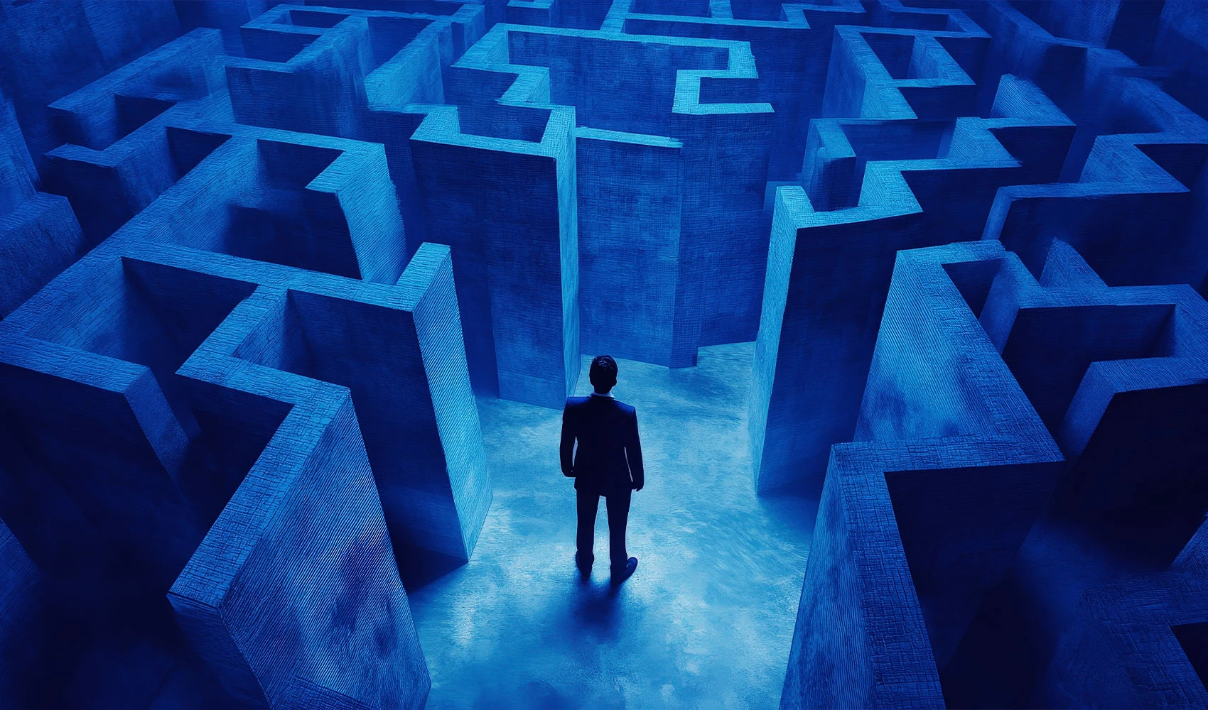 Person Navigating a Maze Towards Succes