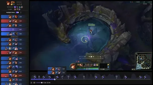 League of Legends highlight in Insight Capture clipping software’s video editor timeline.