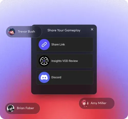 Valorant game recorder showing detailed post-match statistics including KDA, total damage, headshot percentage, and team performance inside Insights Capture.