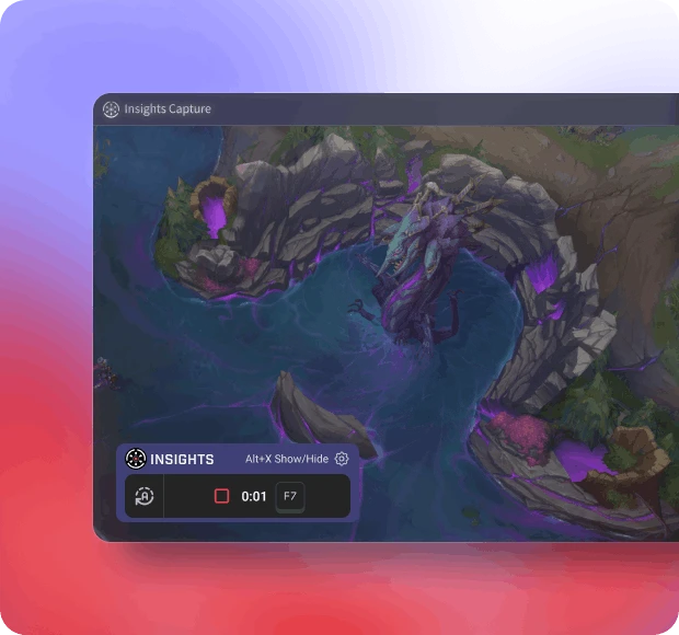 Recording start HUD and hotkeys in Insight Capture clipping software during gameplay.