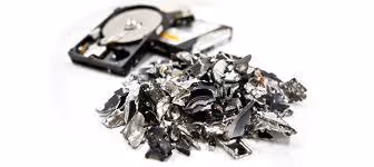 closeup of shredded hard drive