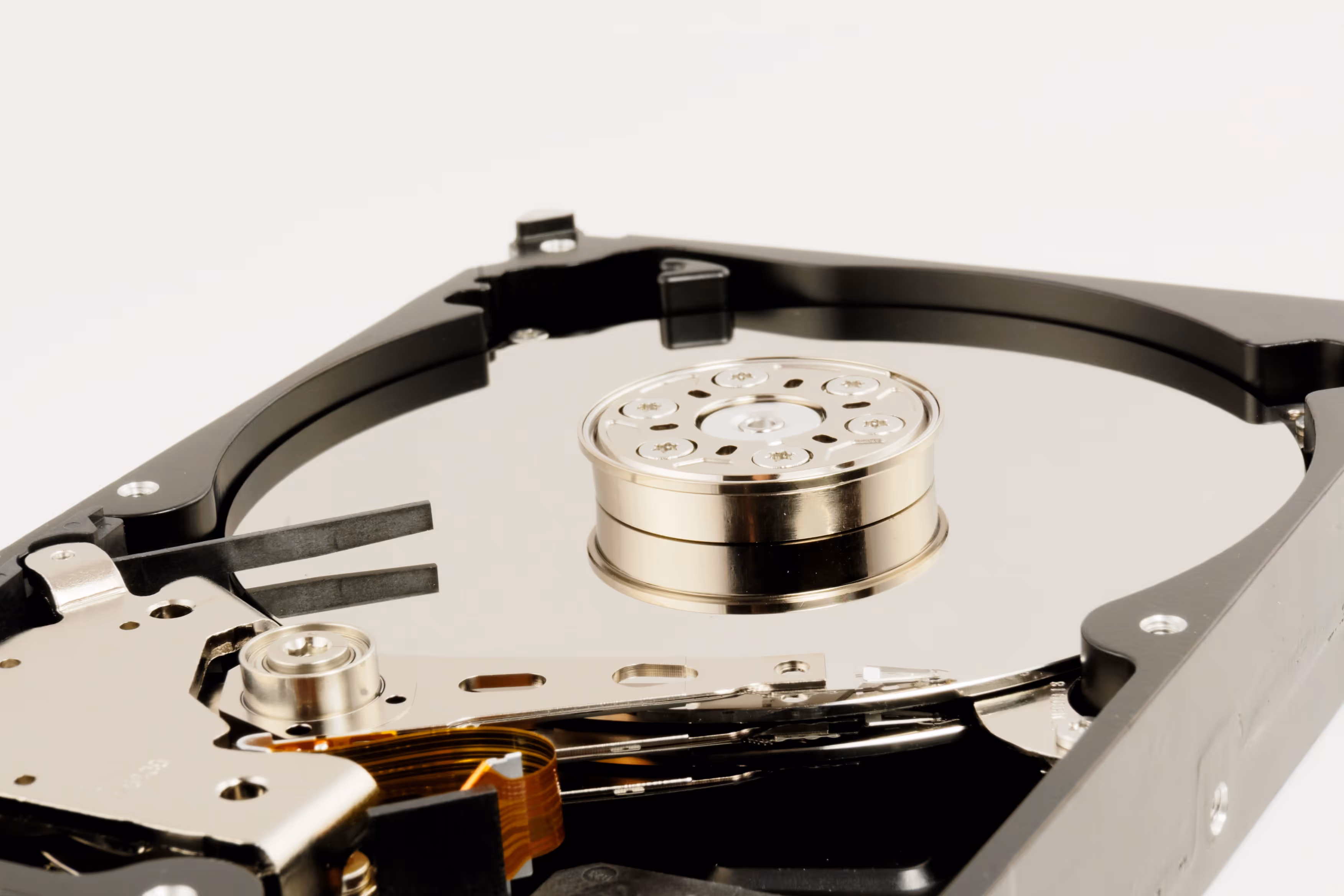 closeup angled shot of hard drive