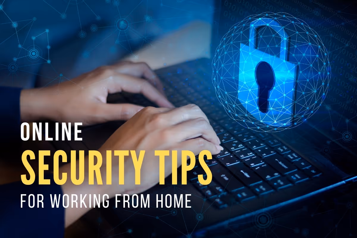 Man using a laptop in a secure way - Online Security Tips for Working from Home