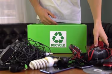 Someone recycling electronics