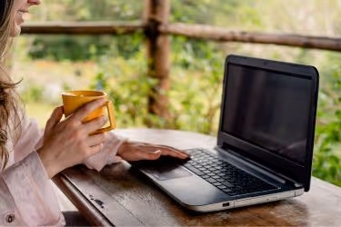 Woman working remotely