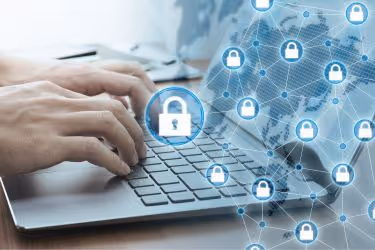 Laptop connected to a secured network