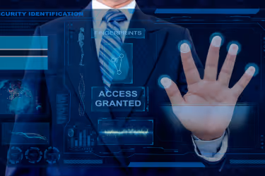 Man using fingerprints to gain Access