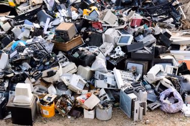 a large pile of e-waste